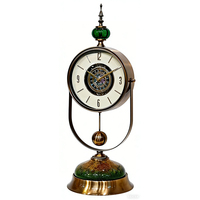 Horloge de bureau mécanique de luxe Armens, nouveau design, style shabby chic, en métal, avec pendule à aiguilles, rétroéclairage et calendrier