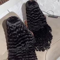 Vendeur en gros de perruques de cheveux bouclés bruts birmans, perruques de cheveux humains bouclés profonds avec fermeture en dentelle transparente, densité 150% 180% 200%