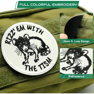 Patch brodé rond Rizz'Em With The Tism pour chapeaux et sacs à dos, design humoristique et sarcastique, en feutre non tissé polyester - Product Image 5