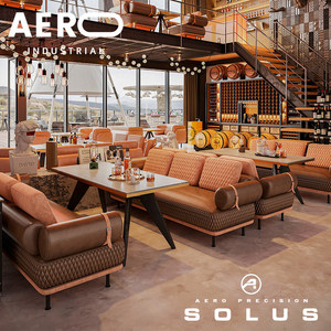 Canapé de bar commercial en PU de style industriel, combinaison table et chaises, mobilier de <span class=keywords><strong>restaurant</strong></span>, bistro, café - Product Image 3