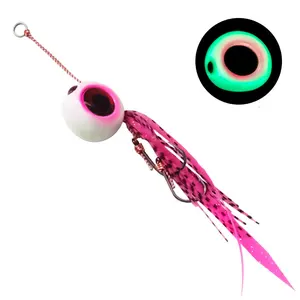 KM 60/80/100/120/150/200/250/300g 3D Lure Eyes Skirts Jig Head Lure Metal Artificial Bass Fishing Lures