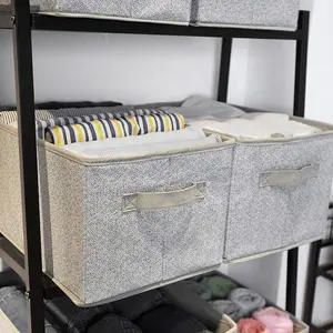 Hộp Đựng Quần Áo Bằng Vải, Hộp Xếp Đồ Có Tay Cầm, Giỏ Đựng Đồ Văn Phòng, Gia Đình, Xếp Gọn Được - Product Image 3