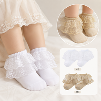 Bébé filles printemps et été princesse dentelle à volants coton maille cheville chaussettes blanc pour princesse chaussettes en gros