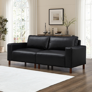 Canapé modulaire sectionnel <span class=keywords><strong>carré</strong></span> 2 places en similicuir PU noir moderne pour hôtel et petit appartement - Product Image 3