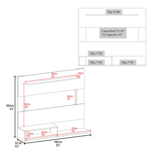 Floating Entertainment Center <b>White</b> One <b>Shelf</b> Two <b>Shelves</b> Tv Wall Mount Storage Unit - Product Image 4