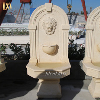 Fontaine à cascade artificielle en marbre avec statue de lion, pierre d'art, pour l'intérieur, décoration murale