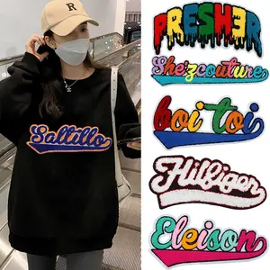 Embroidered Parches Services Custom Embroidery Large Logo Towel Chenille Letters Patches Applique For Clothing