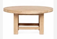 Table basse ronde en bois d'orme massif, style rustique simple, reproduction vintage