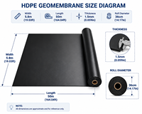 Geomembrana de HDPE de 1.00mm y 1.5mm para Revestimiento de Estanques de Camarones, Acuicultura, Cultivo de Camarones, Almacenamiento de Agua, Vertederos y Proyectos Mineros