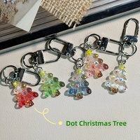 Llavero de Resina con Diseño de Árbol de Navidad, Transparente con Puntos, Ligero, Adorno para Bolsa, Pequeño Regalo Navideño
