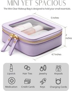 Chất Lượng Cao Không Thấm Nước Rõ Ràng Make Up Bag Pouch Mini Da Vuông Túi Mỹ Phẩm Du Lịch Nhỏ Trang Điểm Túi Cho Vệ Sinh Cá Nhân Ví - Product Image 3