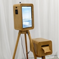 Photomaton rétro double face en bois avec support d'imprimante intégré, compatible avec les appareils photo reflex numériques, les appareils photo miroir et les iPad pour la photographie événementielle