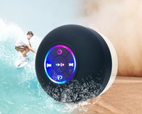 Haut-parleur de douche Bluetooth LED étanche à ventouse puissante avec radio FM et lecteur de carte TF pour intérieur et extérieur