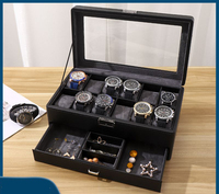 Mode cuir PU 3/6/12 fente montre boucle d'oreille Bracelet boîte de rangement montre bijoux boîte de rangement multi fonction organisateur étui