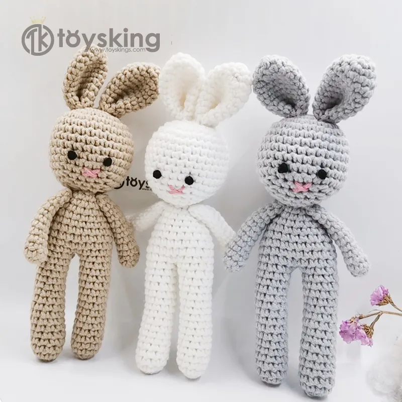 Venta al por mayor bebé ganchillo Amigurumi conejito juguetes de peluche 100% hecho a mano Animal juguete