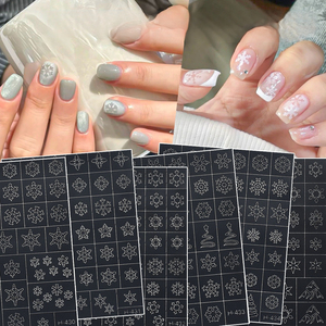 <b>Christmas</b> Snowflake Hollow <b>Nail</b> Art <b>Stickers</b> <b>Christmas</b> Tree Pattern Self Adhesive <b>Nail</b> Decals Custom Logo Wholesale - Product Image 1
