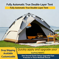 Tente de camping double couche entièrement automatique pour l'extérieur, portable, rapide à monter, idéale pour les séjours de nuit.