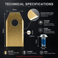Lame de rechange pour tondeuse à gazon robotisée autopropulsée, revêtement titane, forme trapézoïdale, 4 bords de coupe, largeur de coupe 1,5 mm
