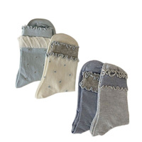Chaussettes mi-mollet printemps-été, chaussettes multicolores à pois frais et couleurs contrastées, chaussettes en coton sans couture