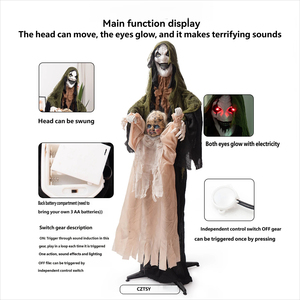 Decoración Animada de Bruja Bebé con Ojos Brillantes y Movimiento, de Inducción Eléctrica, para Halloween - Product Image 6