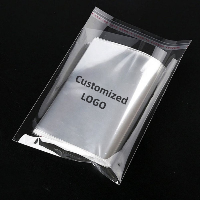 Custom Printing logo Factory direct sale Transparent Cellophane Clear OPP self adhesive bag garment packing opp poly plastic bag