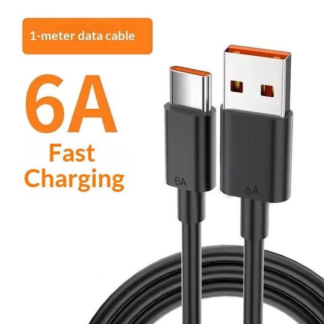 Cheapest Black USB-C 120W Quick Charging Data Cable PVC Material Jacket Type-C 6A Super Fast Charging Cable for Mobile Phone