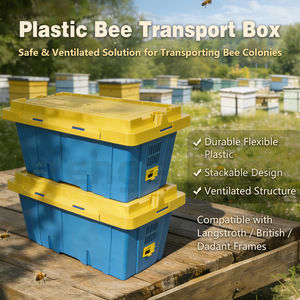 Nueva Colmena de Transporte Portátil de Plástico y Polipropileno Pro Nuc de 5 Cuadros, Color Naranja, con Tapa Azul Claro para Apicultura Comercial - Product Image 2