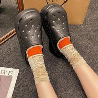 Femmes 2024 été Cool Baotou plage sabots Mules Double semelle surélevée plate-forme épaisse confortable trou diapositives portant des chaussures EVA