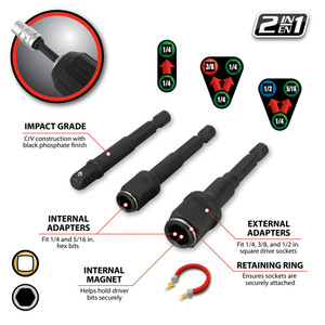 Juego de Adaptadores de Impacto de 6 Piezas con Diseño Dos en Uno para Brocas de Taladro Eléctrico y Tareas de Atornillado - Product Image 3