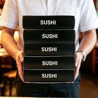 Emballage biodégradable, emballage jetable de luxe, boîte à sushi, boîtes alimentaires avec sauce