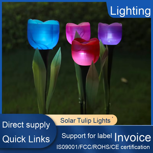 Lampe solaire tulipe avec LED étanche pour l'éclairage paysager extérieur dans les jardins. Convient pour l'insertion dans les vacances artificielles - Product Image 3