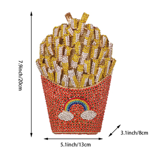 Women French Fries Rhinestone Clutch <b>Purse</b> Dazzling Crystal Diamond Evening Bag for Weekend Amusement Park - Product Image 6