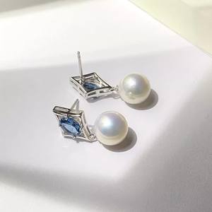 WENCHI 10961 Accesorios de Perlas DIY, Broches de Plata S925 con Cuentas Redondas de 5-6mm, Base Vacía para Pendientes de Moda para Mujer - Product Image 5