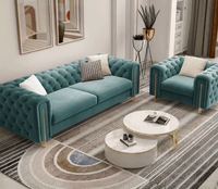 MR Furniture Ensemble de canapés de salon tuftés vert turquoise sarcelle Maison élégante 3-4 places Canapé Chaise Meubles de mariage