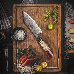 Hoogwaardig Santoku-messenset van roestvrij staal met houten handvat, ambidexter ontwerp, handgemaakt Japans koksmessen, geschikt voor snijden - Product Image 1