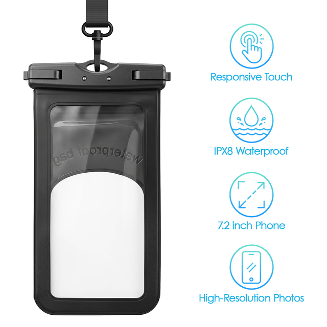 Professional PAD8 IPX8 Waterproof Phone Pouch Floating 0.3mm Ultra-Thin TPU Secure Rotating Lock Beach Cruise Ship Travel