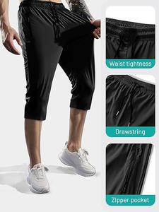 Spandex Nylon hombres 3/4 <span class=keywords><strong>pantalones</strong></span> <span class=keywords><strong>cortos</strong></span> de longitud larga Joggers gimnasio <span class=keywords><strong>senderismo</strong></span> entrenamiento ligero secado rápido <span class=keywords><strong>pantalones</strong></span> <span class=keywords><strong>cortos</strong></span> con bolsillos con cremallera verano - Product Image 3
