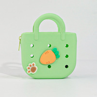 Nouveau porte-clés mignon en silicone DIY, mini sac à main étanche avec fermeture éclair et breloques pour filles
