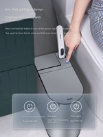 ELPHECO Couvercle de poubelle intelligent à capteur, en acier inoxydable, à ouverture automatique par détection de mouvement, pour salles de bain et toilettes domestiques, ajustement étroit
