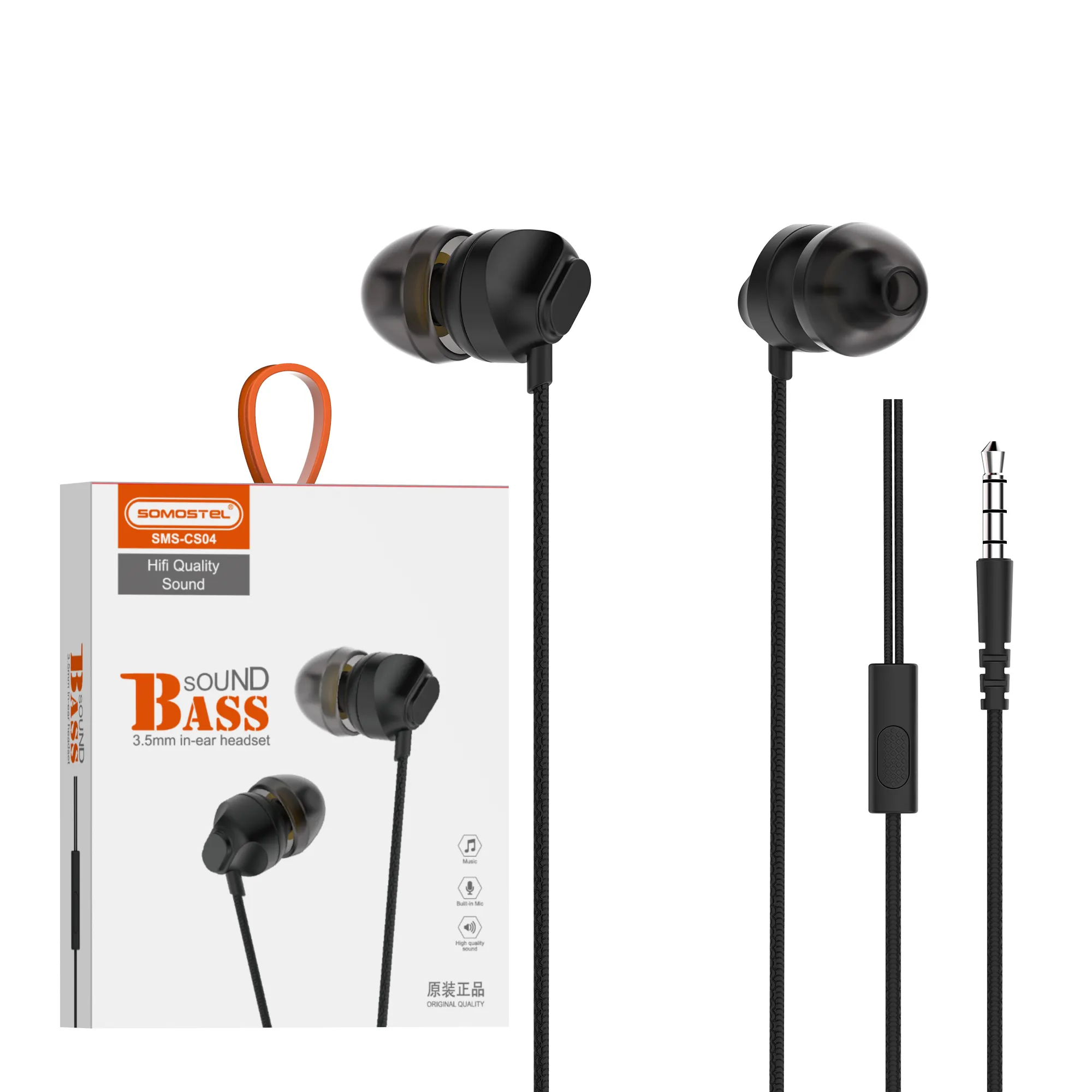 Produsen Termurah Earphone Kecil In-Ear 3.5Mm Suara HIFI Bass Universal Earphone Musik Kontrol Kabel 1.2M dengan Mikrofon