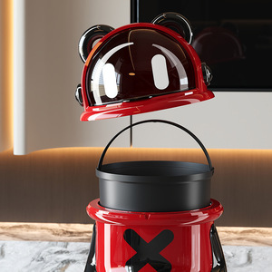 Govue Cartoon Trash Can Large Capacity With Lid For Living Room Bathroom Indoor Use - Product Image 4