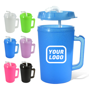 Plastic <strong>drinking</strong> <strong>cup</strong> with handle lid straw 22oz 34oz double walls big capacity PP <strong>travel</strong> mug <strong>for</strong> outdoor camping party - Product Image 1