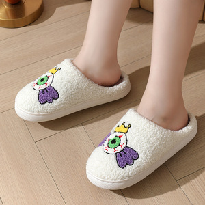 Nouvelle Collection Automne-Hiver – Chaussons Confortables Unisexe en Coton Doux et Fourrure, Motif Œil de Diable, Semelle Caoutchouc, Idéals pour l'Intérieur - Product Image 2