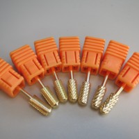 Fraise en carbure de tungstène dorée 3/32'' pour manucure et pédicure électrique, embout de sécurité rond pour perceuse à ongles 4xc