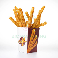 Caja de Papel Biodegradable para Churros, Tamaño Personalizado, Apta para Alimentos, Caja para Llevar Churros