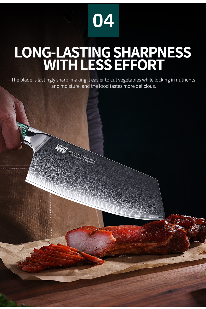 FINDKING Gorgeous Series 67 Layers Damascus Steel Kitchen Knives Abalone Resin Handle Professional Butcher Meat Cleaver Knife