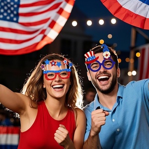 2025 Amerikaanse Vlag Patriottische Zonnebril 5 Puntige Ster Kroon Bril Voor Onafhankelijkheidsdag Feestdecoraties - Product Image 1
