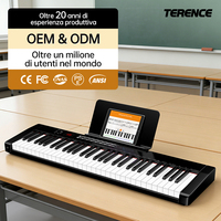 TERENCE TS-02 61-Key Portable Digital Keyboard Piano Rechargeable Semi-Weighted Key Lightweight Electric Instrument for Church