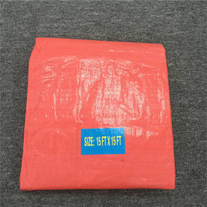 Bâche de tente tissée imperméable en tissu enduit PE bleu et orange pour doublure et usage industriel, style uni - Product Image 1