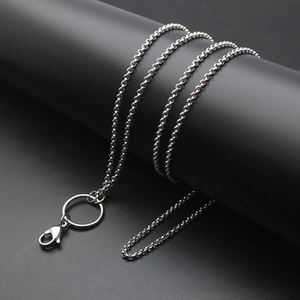 70/76cm acier inoxydable rond <span class=keywords><strong>perle</strong></span> chaîne collier bonne qualité ajustement flottant médaillon parfum médaillon pendentif bricolage 2mm épaisseur - Product Image 2